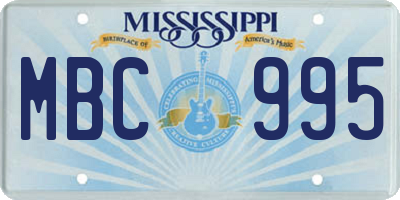 MS license plate MBC995