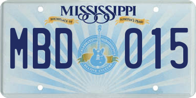 MS license plate MBD015