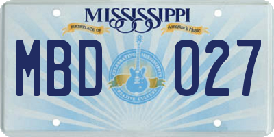 MS license plate MBD027