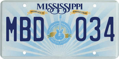 MS license plate MBD034