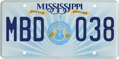 MS license plate MBD038