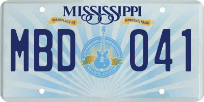 MS license plate MBD041