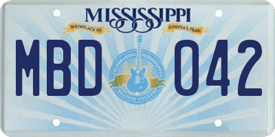 MS license plate MBD042