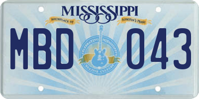 MS license plate MBD043