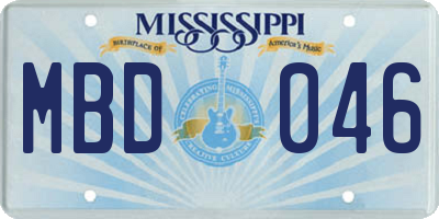 MS license plate MBD046