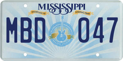 MS license plate MBD047