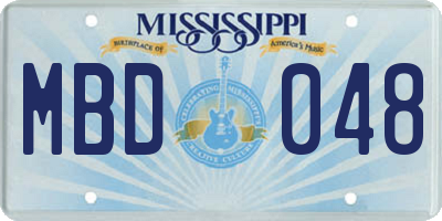 MS license plate MBD048