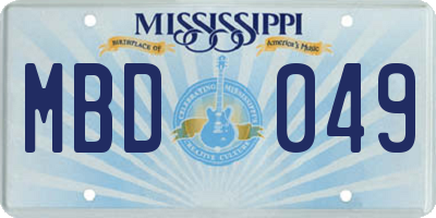 MS license plate MBD049