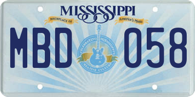 MS license plate MBD058
