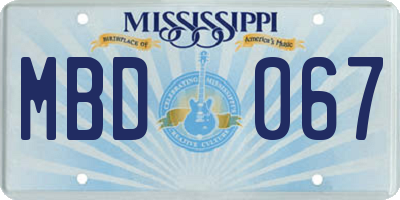 MS license plate MBD067