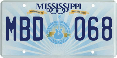 MS license plate MBD068