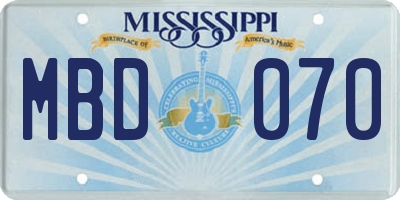 MS license plate MBD070