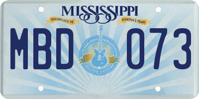MS license plate MBD073