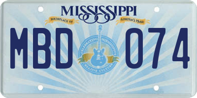 MS license plate MBD074