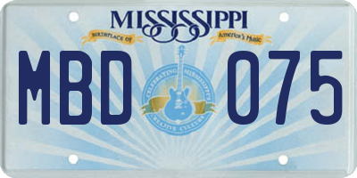 MS license plate MBD075