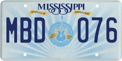 MS license plate MBD076