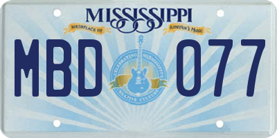 MS license plate MBD077