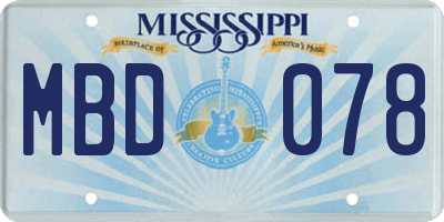 MS license plate MBD078
