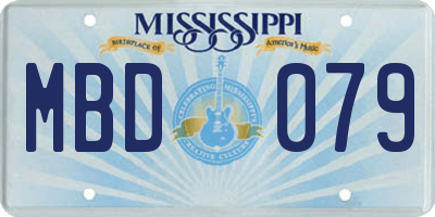 MS license plate MBD079
