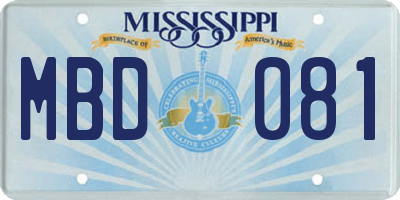 MS license plate MBD081