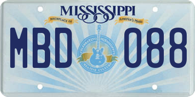 MS license plate MBD088