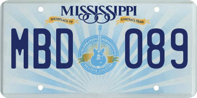 MS license plate MBD089