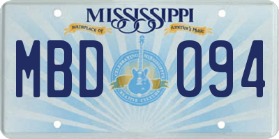 MS license plate MBD094