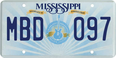 MS license plate MBD097