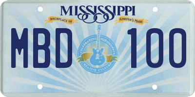 MS license plate MBD100