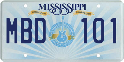 MS license plate MBD101