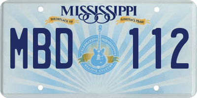 MS license plate MBD112