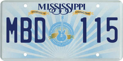 MS license plate MBD115