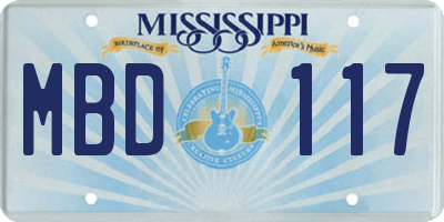 MS license plate MBD117
