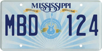MS license plate MBD124