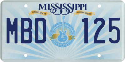 MS license plate MBD125