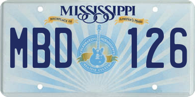 MS license plate MBD126
