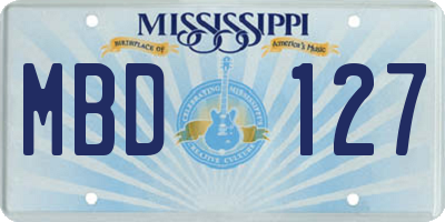 MS license plate MBD127