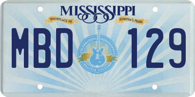MS license plate MBD129