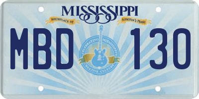 MS license plate MBD130