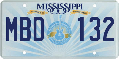 MS license plate MBD132