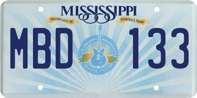 MS license plate MBD133