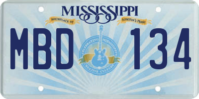 MS license plate MBD134