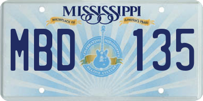 MS license plate MBD135