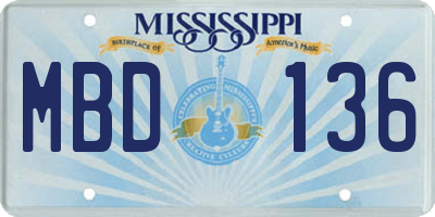MS license plate MBD136