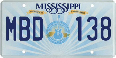 MS license plate MBD138