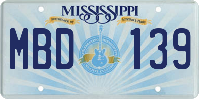 MS license plate MBD139