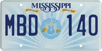 MS license plate MBD140