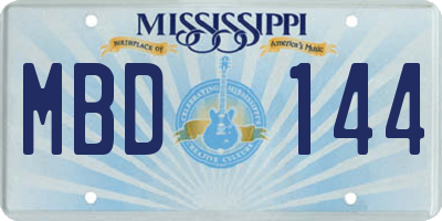 MS license plate MBD144