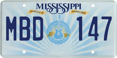 MS license plate MBD147