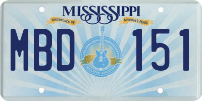 MS license plate MBD151